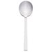 A silver Walco stainless steel bouillon spoon with a long handle and white accents.