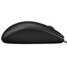 A close-up of a black Logitech B100 wired computer mouse.