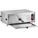 An Avantco stainless steel countertop pizza oven with a door open.