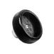 A black round plastic knob with holes.