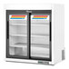 A white True countertop refrigerated merchandiser with sliding glass doors.