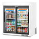 A white True countertop refrigerated merchandiser with a glass door and LED lighting.