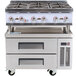 Cooking Performance Group 36RCRBNL 6 Burner Gas Countertop Hot Plate with 2 Drawer Refrigerated Chef Base - 132,000 BTU