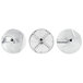 A group of three circular metal discs with holes.