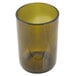 A Libbey green wine bottle tumbler with a brown rim.
