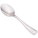 A close-up of a Walco Pacific Rim stainless steel demitasse spoon with a silver handle.