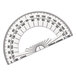 Charles Leonard 77104 4 inch Clear Plastic Open Center Protractor with Ruler Edge - 12/Pack