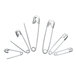 Charles Leonard 83450 Assorted Sizes Nickel-Plated Steel Safety Pin - 50/Pack