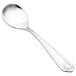 A close-up of a Walco Danish Pride stainless steel bouillon spoon with a handle.