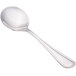 A close-up of a Walco stainless steel bouillon spoon with a silver handle.