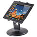 A black Kantek tablet on a swivel stand with a black base.