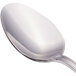 A close-up of a Walco Saville stainless steel dessert spoon with a silver handle.