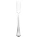 A silver Walco Bosa Nova dinner fork with a white background.