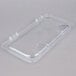 A clear plastic Carlisle StorPlus 1/3 size hinged lid on a clear plastic tray.