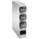A silver stainless steel Vollrath LidSaver 3-slot countertop lid dispenser with 1 straw pocket.