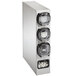 A stainless steel Vollrath LidSaver 3-slot countertop lid dispenser cabinet with 3 compartments.