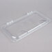 A Carlisle clear polycarbonate hinged lid with handles.