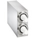 A stainless steel Vollrath countertop cup dispenser with two white slots and knobs.