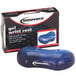 A box of Innovera blue gel wrist rests with a blue gel wrist rest next to it.