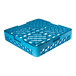 A blue plastic open rack designed for washing bowls or other dishware.