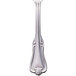 A close-up of a Walco stainless steel bouillon spoon with a decorative design.
