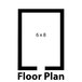 A black rectangular floor plan with a square and rectangle inside.