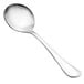 A close-up of a Walco stainless steel bouillon spoon with a silver handle.