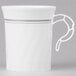 A white plastic WNA Comet coffee mug with a handle and silver accents.