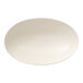 A white oval bowl with a white background.