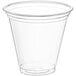 A clear plastic cup with a clear rim.