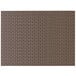 A brown woven vinyl rectangle placemat with a black border.