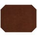 A brown leather placemat with stitching in an octagon shape.