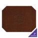 A brown leather H. Risch, Inc. placemat with a logo on it.
