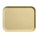 A tan rectangular Cambro tray with a rounded edge.