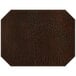 A brown premium sewn faux leather octagon placemat with stitching on the edges.