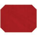 A red octagon faux leather placemat with stitching.