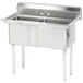 An Advance Tabco stainless steel sink with two compartments.