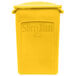 A yellow Rubbermaid Slim Jim rectangular trash can with a lid.