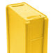 A yellow Rubbermaid Slim Jim rectangular trash can with a lid.