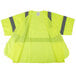 A yellow safety vest with grey reflective stripes.