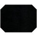 A black leather premium sewn octagon placemat with stitching.