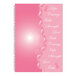 A pink spiral notebook with a pink ribbon and white text.