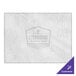 A white rectangular faux leather placemat with a customizable logo.