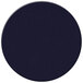 A dark blue round vinyl placemat with a white border.