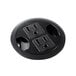 A black round outlet with three outlets.