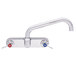 Fisher 51101 Wall Mounted Stainless Steel Faucet with 8 inch Centers, 14 inch Swing Nozzle, 37 GPM Flow, and Lever Handles
