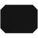 A black octagon placemat with stitching.
