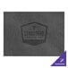 A customizable charcoal faux leather rectangle placemat with a logo.