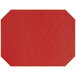 A red faux leather octagon placemat with stitching.