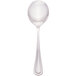 A silver Walco stainless steel bouillon spoon with a white background.